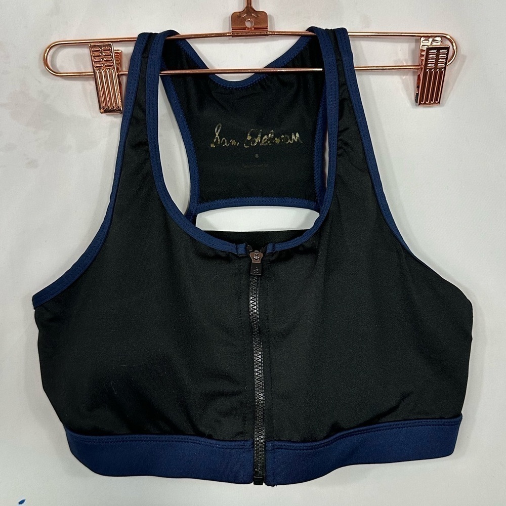 Sam Edelman navy front zip sports bra size S